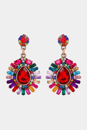 Teardrop Shape Glass Stone Dangle Earrings
