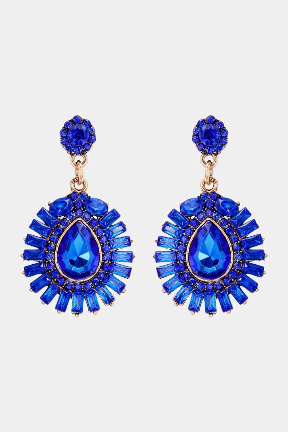 Teardrop Shape Glass Stone Dangle Earrings