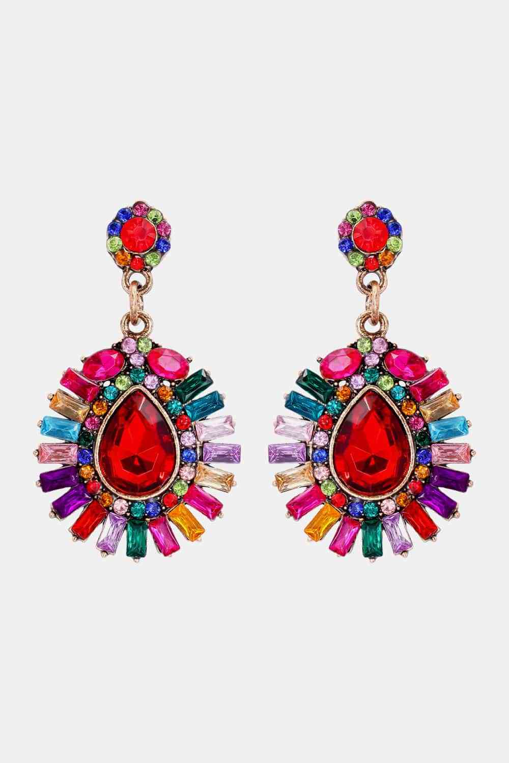 Teardrop Shape Glass Stone Dangle Earrings