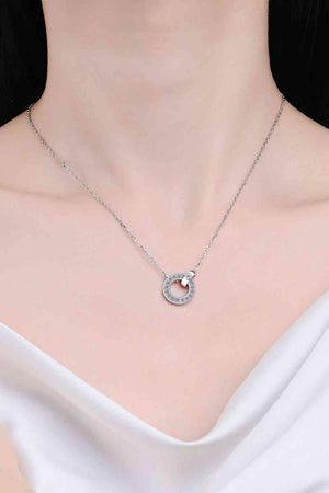 Moissanite Pendant Rhodium-Plated Necklace