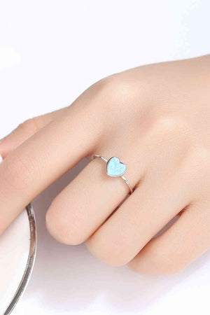 Opal Heart 925 Sterling Silver Ring