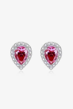 2 Carat Moissanite Teardrop Stud Earrings in Rose